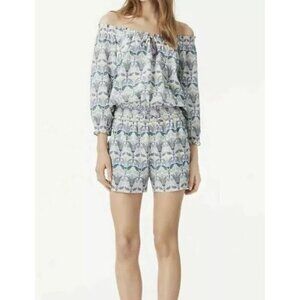 Tory Burch silk romper XS mosaic Provence Pompeii tassels